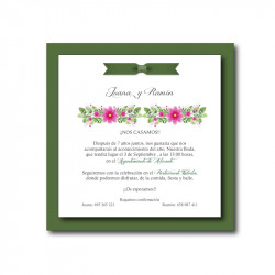 Invitación de boda tonos verdes